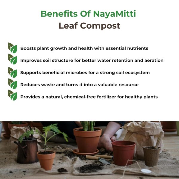 NayaMitti Premium Organic Leaf Compost Fertilizer For Potted Plants and Soil - 1 Kg - Image 3